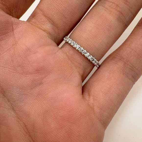 VTG Sterling Silver 925 Cubic Zirconia Pavé Set Band Statement Ring Size 6.5 - Picture 7 of 9